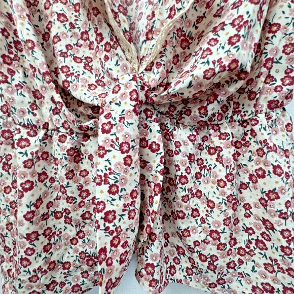 Nordstrom All In Favor Floral Ruffle Tie Front Top Blouse Women’s Size Large NWT - Picture 2 of 5